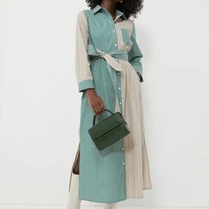 Tuckernuck Tan and Green Striped Chessie Dress